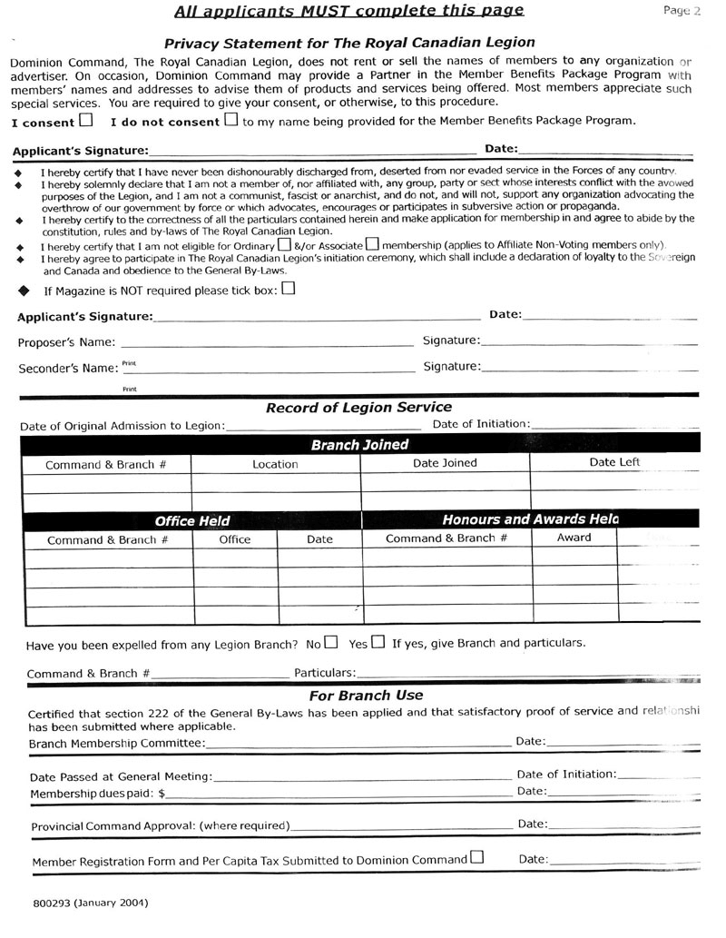 Membership Application page 2